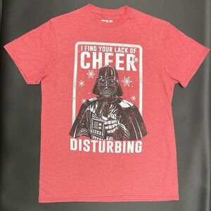 NEW Star Wars T-Shirt Mens Medium Red Darth Vader Lack‎ Cheer Holiday Christmas